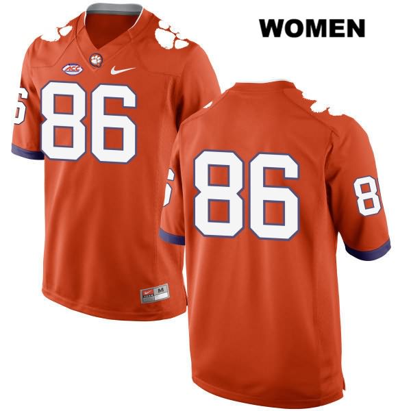 Women's Clemson Tigers #86 Tyler Brown Stitched Orange Authentic Style 2 Nike No Name NCAA College Football Jersey IBH1446ZP